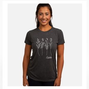 Cariloha Women's Bamboo Crew Tee - Flowers - Navy Heather NWT